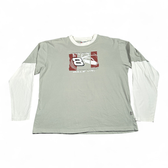 Vintage Dale Earnhardt Jr Shirt Adult LARGE Gray Budweiser NASCAR Auto Race Y2K - Picture 1 of 8